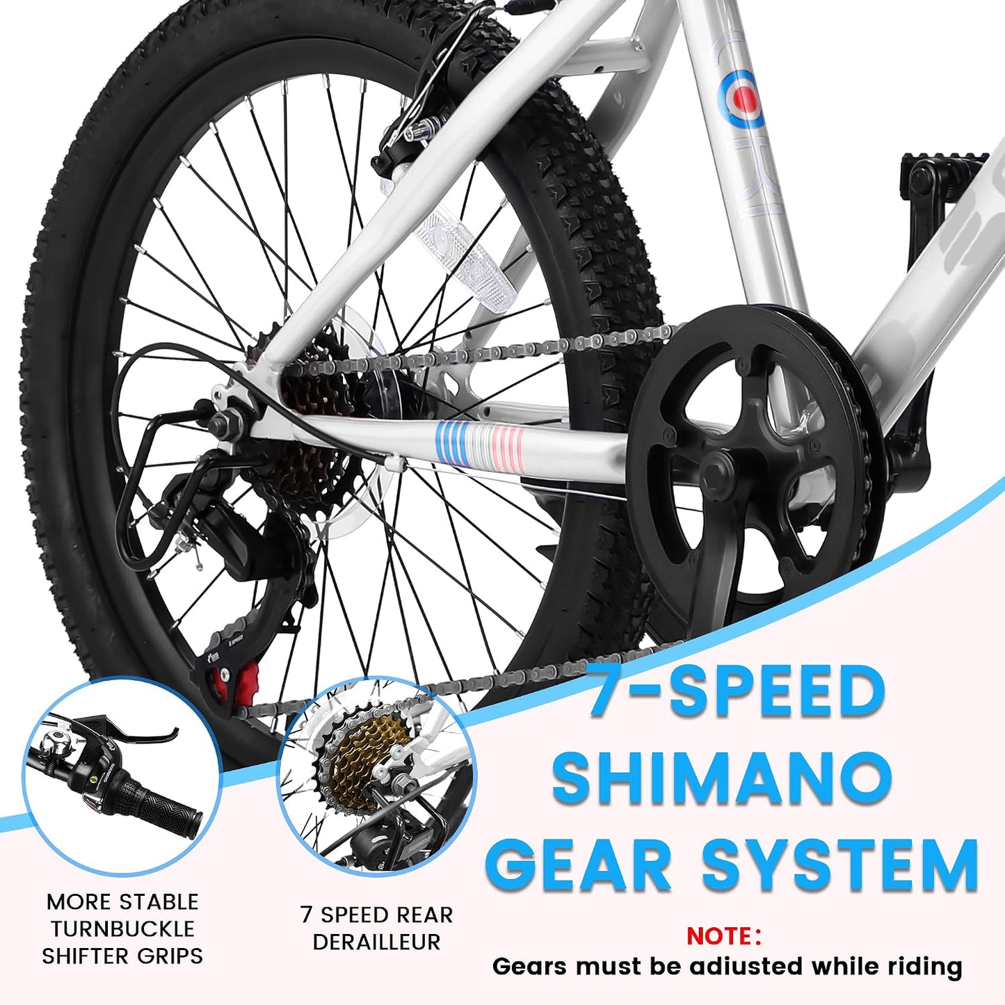 Bicicleta montaña niños 20/24pulg 7 vel. susp. freno disco
