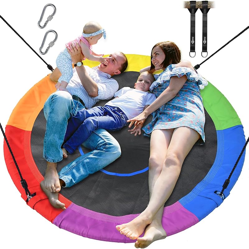 Columpio árbol 60pulg 900D Oxford arcoíris para niños y