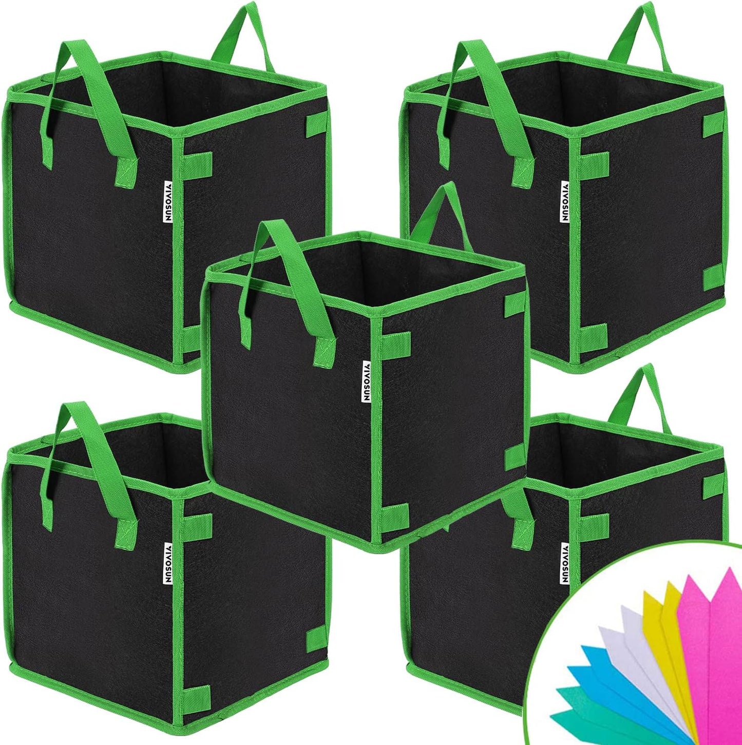 5 Pzas Bolsas Cultivo 3gal Tela Gruesa con Asas