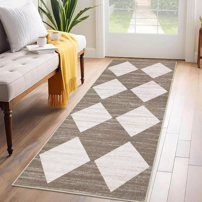Alfombra lavable antideslizante cuadros pelo bajo cocina pasillo