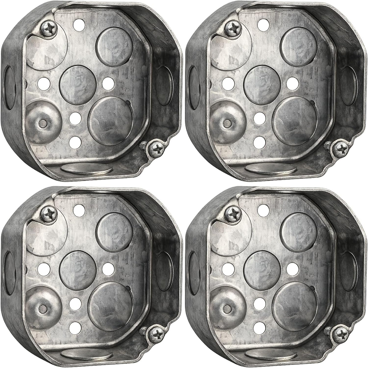 Paquete 4 cajas conexiones eléctricas acero inox octágono 4pulg