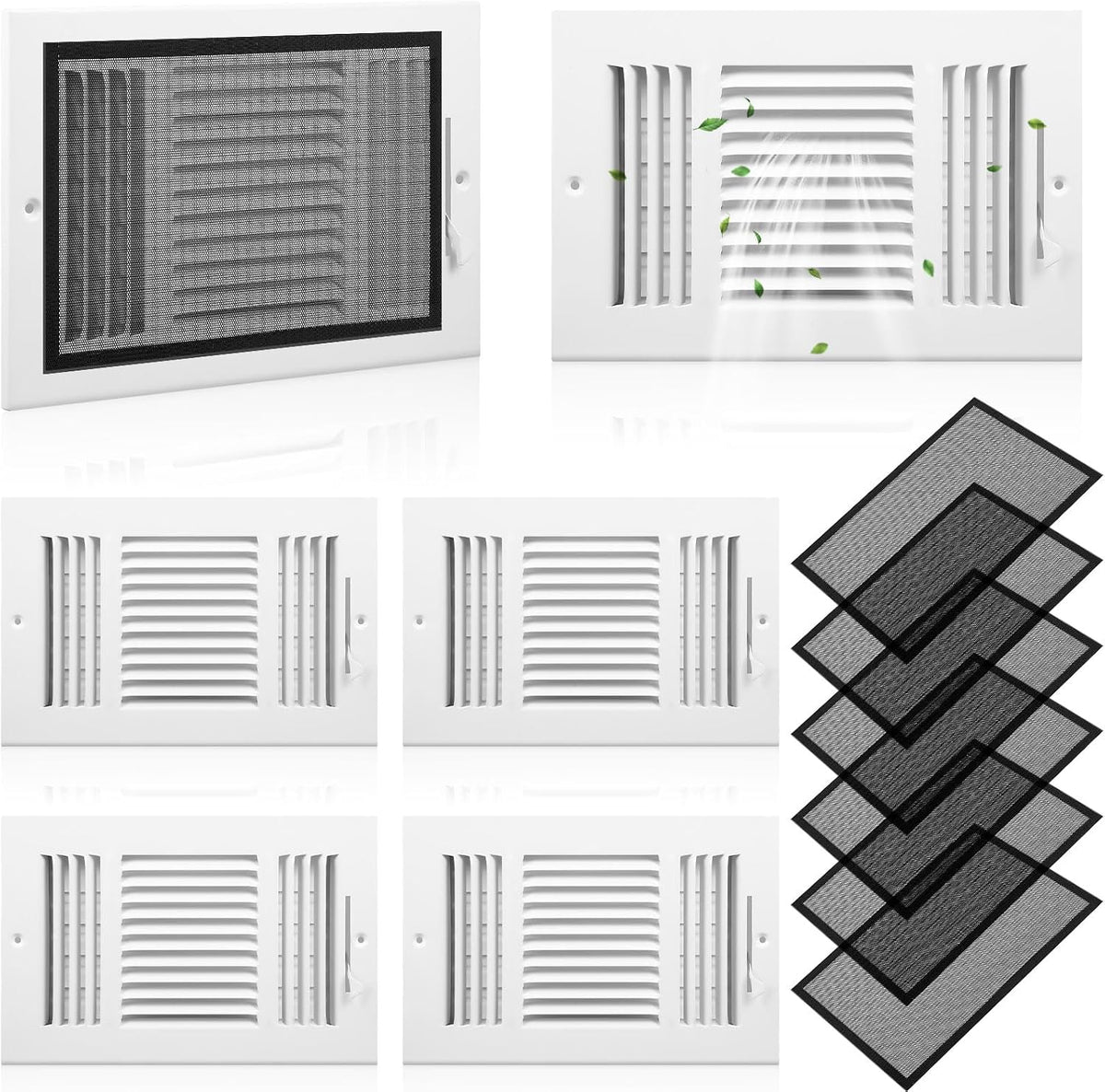 Set 12 cubiertas ventilación pared techo malla magnética acero