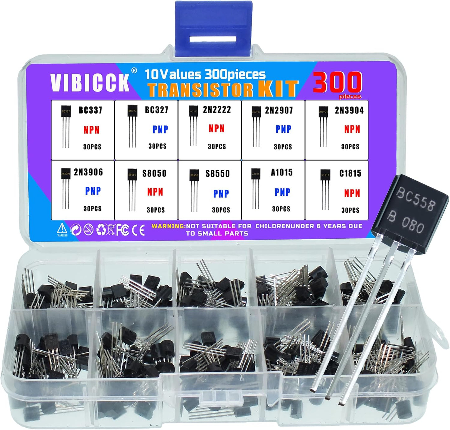 Kit 300 pzas transistores tipo TO92 PNP NPN