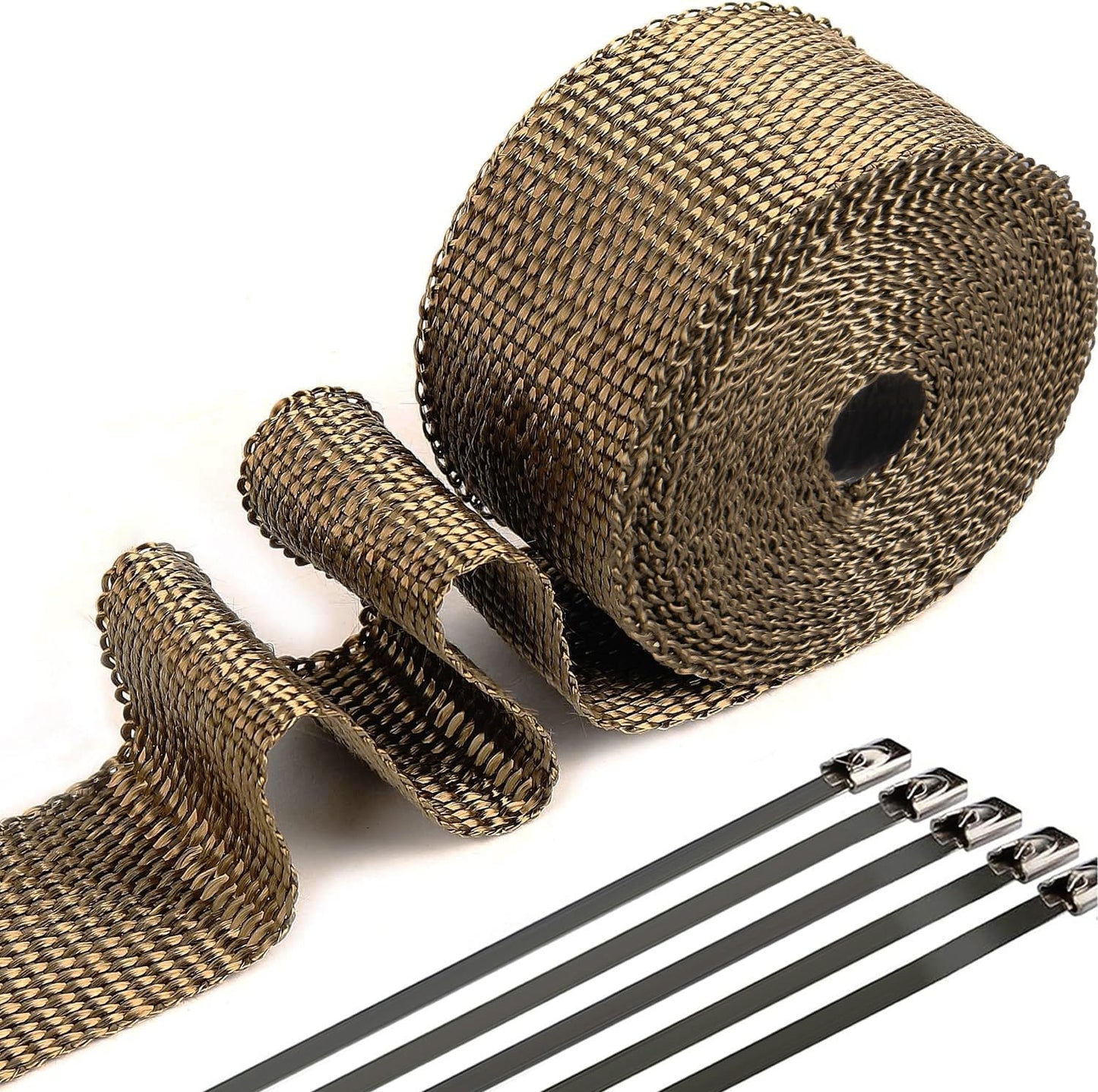 Cinta térmica fibra vidrio 2x16ft con 10 lazos acero inox para moto
