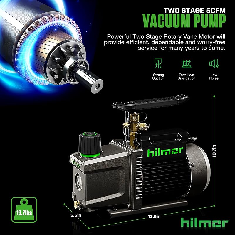 Bomba vacío HVAC 5 CFM 120V 1/2 HP 11oz