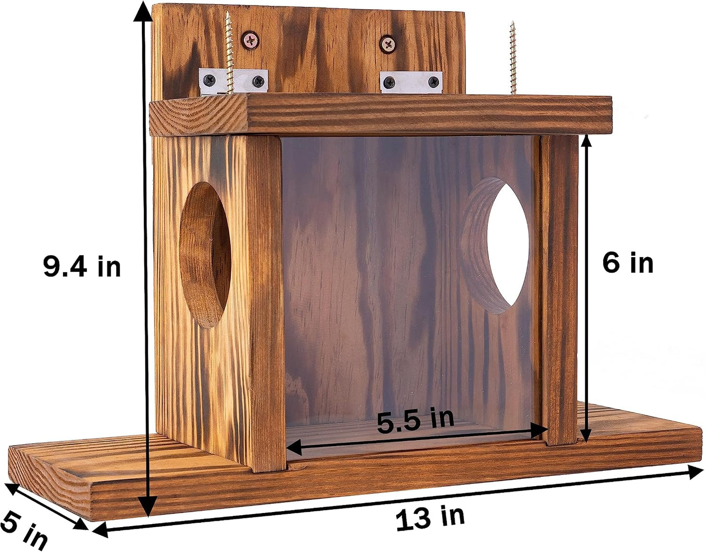 Comedero madera ardillas exterior para maíz cacahuetes