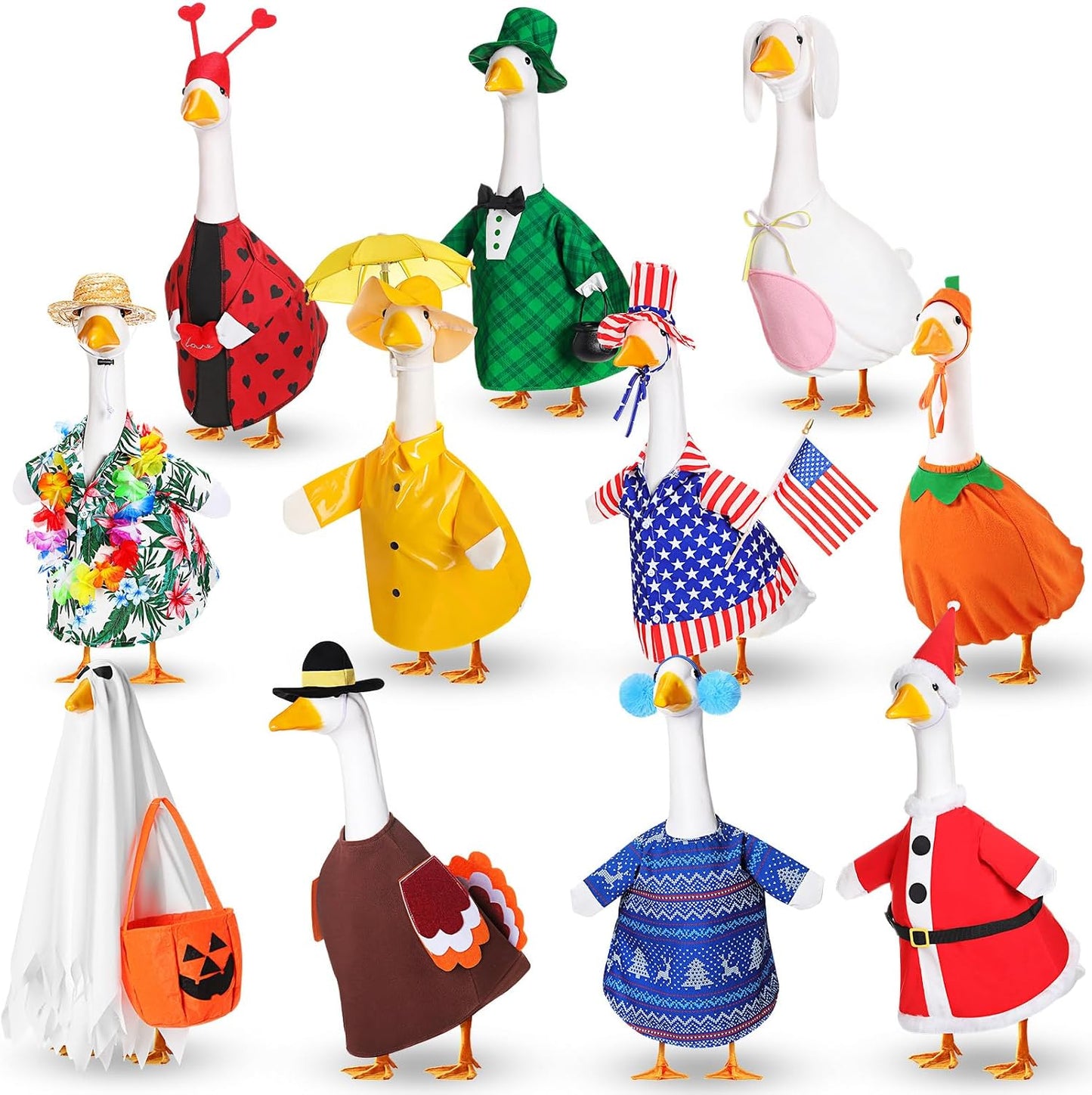 Conjunto 11 Trajes Ganso Navideño Estatua Invierno