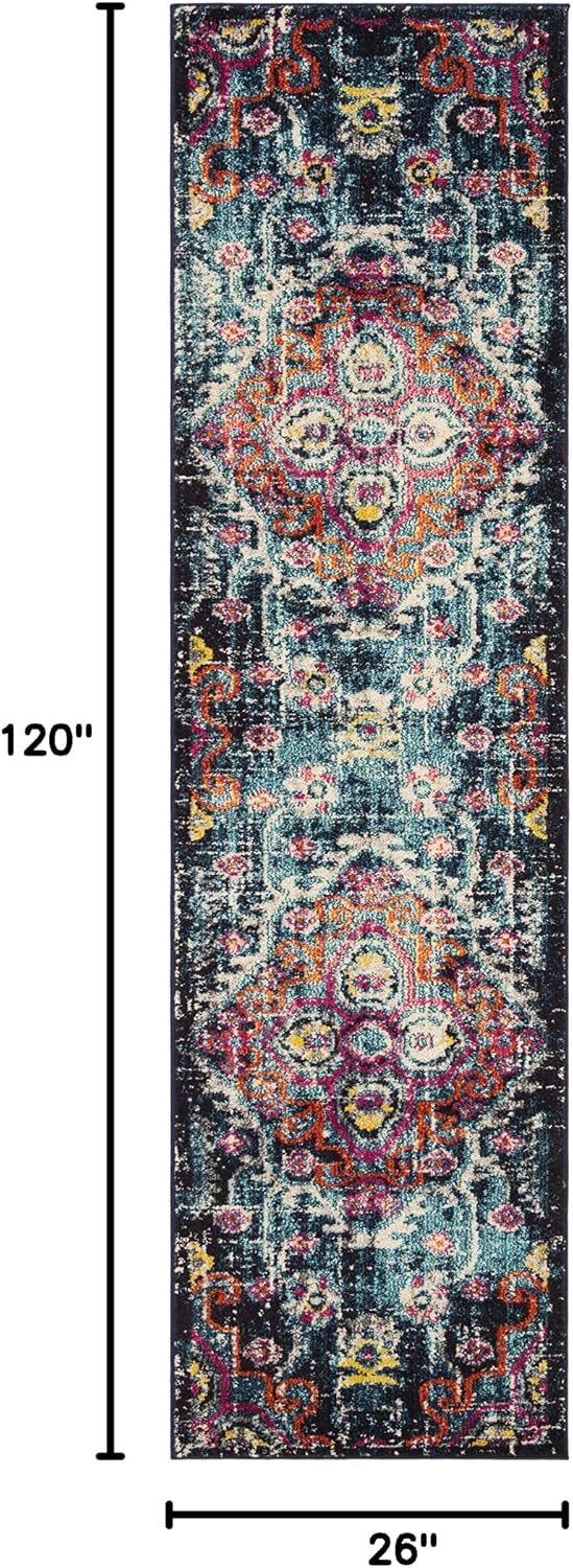 Alfombra pasillo 2.2x10ft azul fucsia alta durabilidad