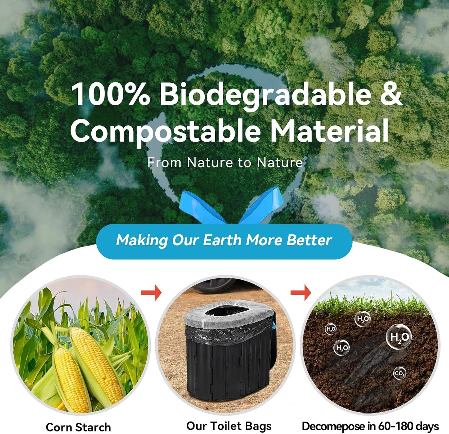Bolsas inodoro portátiles 8gal con cordón para campamento
