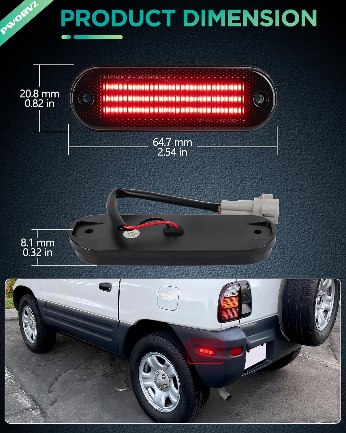Lente ahumada LED 3 filas para luz lateral Toyota set 2