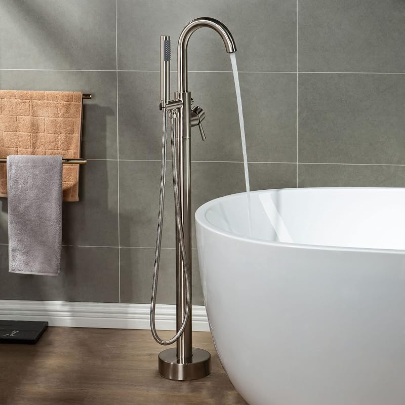 Grifo bañera una manija ducha mano níquel cepillado