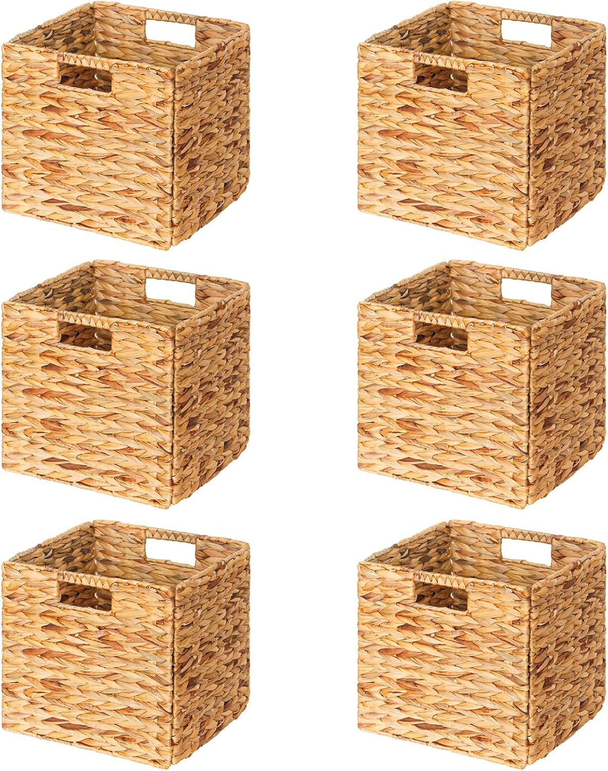 6 Cestas Mimbre Asas para Estantes 12x12x12