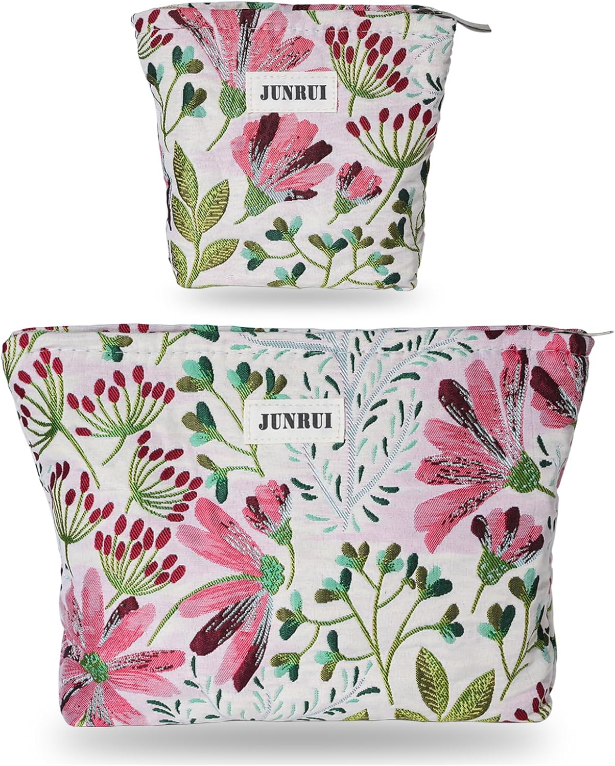 Bolsa maquillaje viaje floral con cremallera 2 plantas