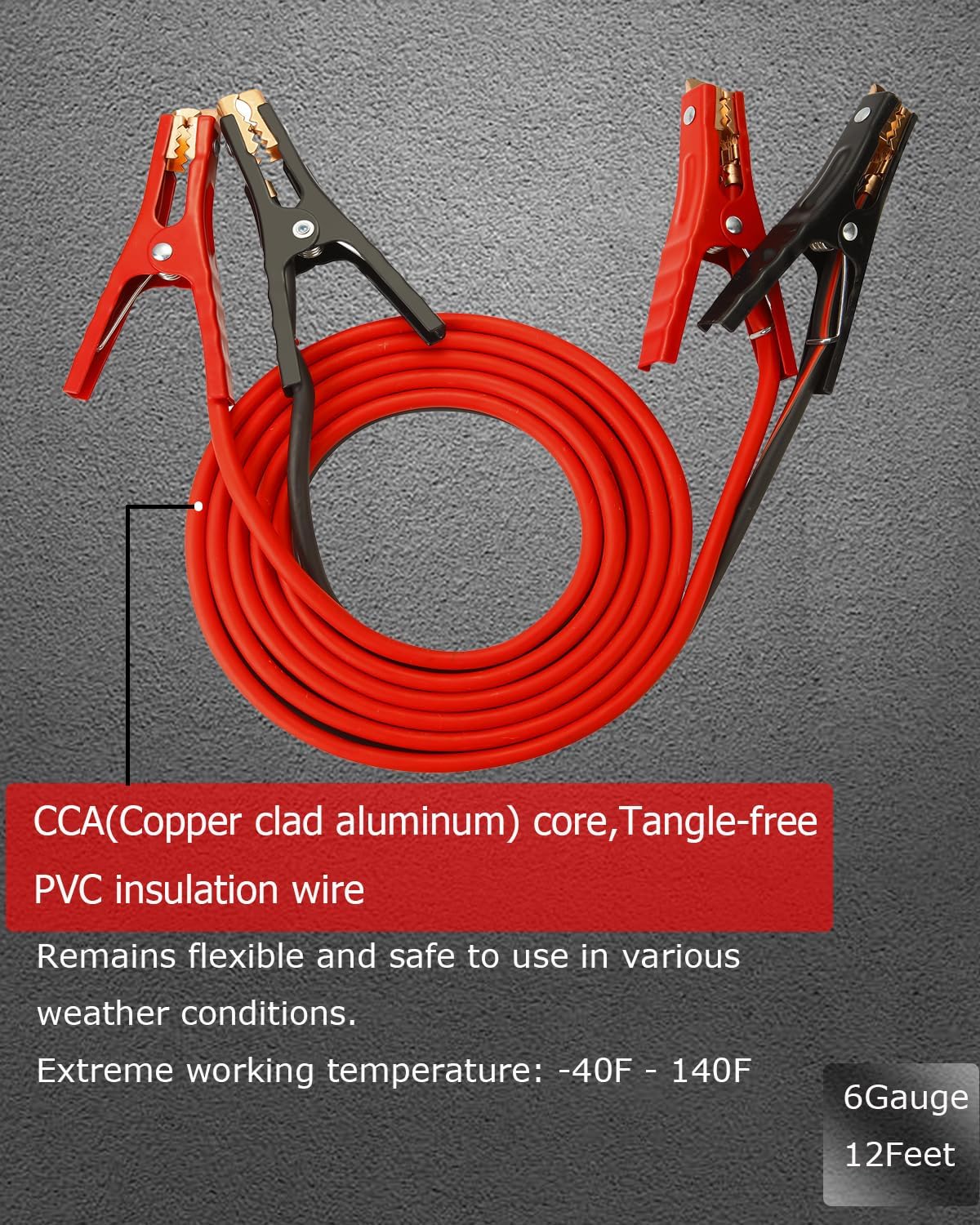 Cable puente auto 12ft para SUV y camiones alta resistencia