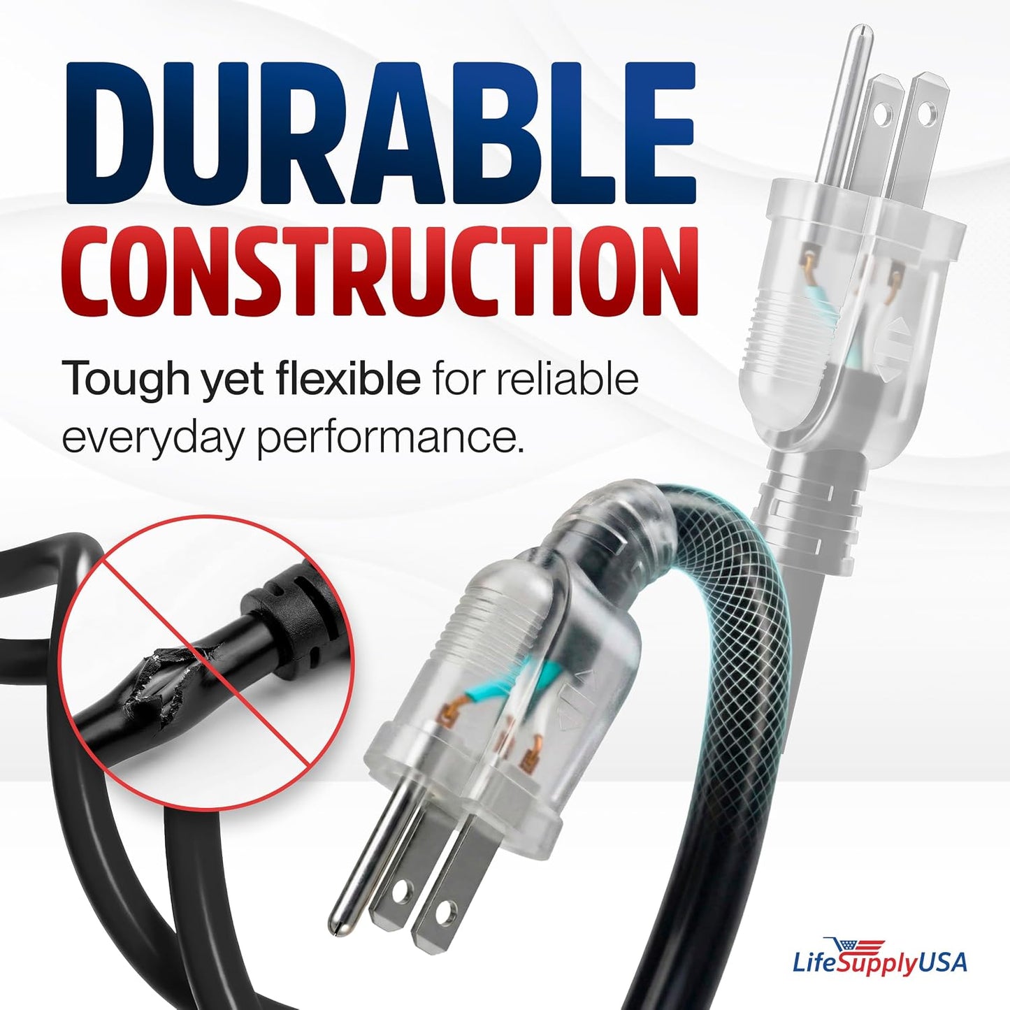 Cable extensión 75ft 10/3 SJTW 15A 125V negro