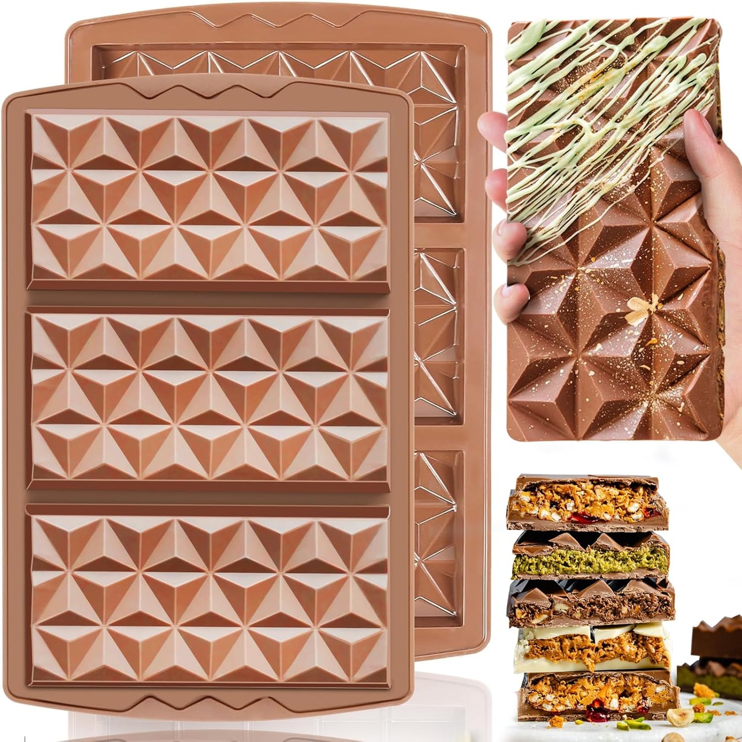 Molde silicona barra chocolate 2.16cm libre BPA