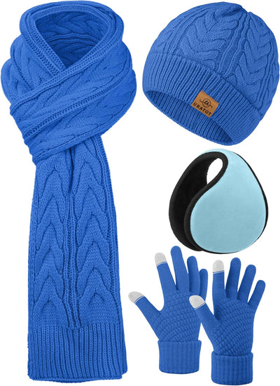 Set 4 Pzas Gorro Bufanda Guantes Invierno con Protección Orejas