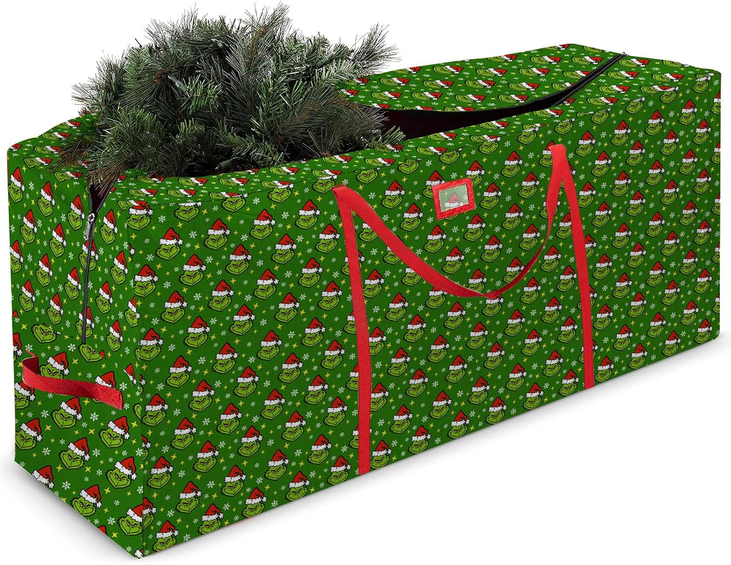 Caja almacenamiento árbol Navidad 9ft Oxford con asas verde