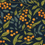 Papel tapiz floral bohemio azul naranja 17.5x393.5"
