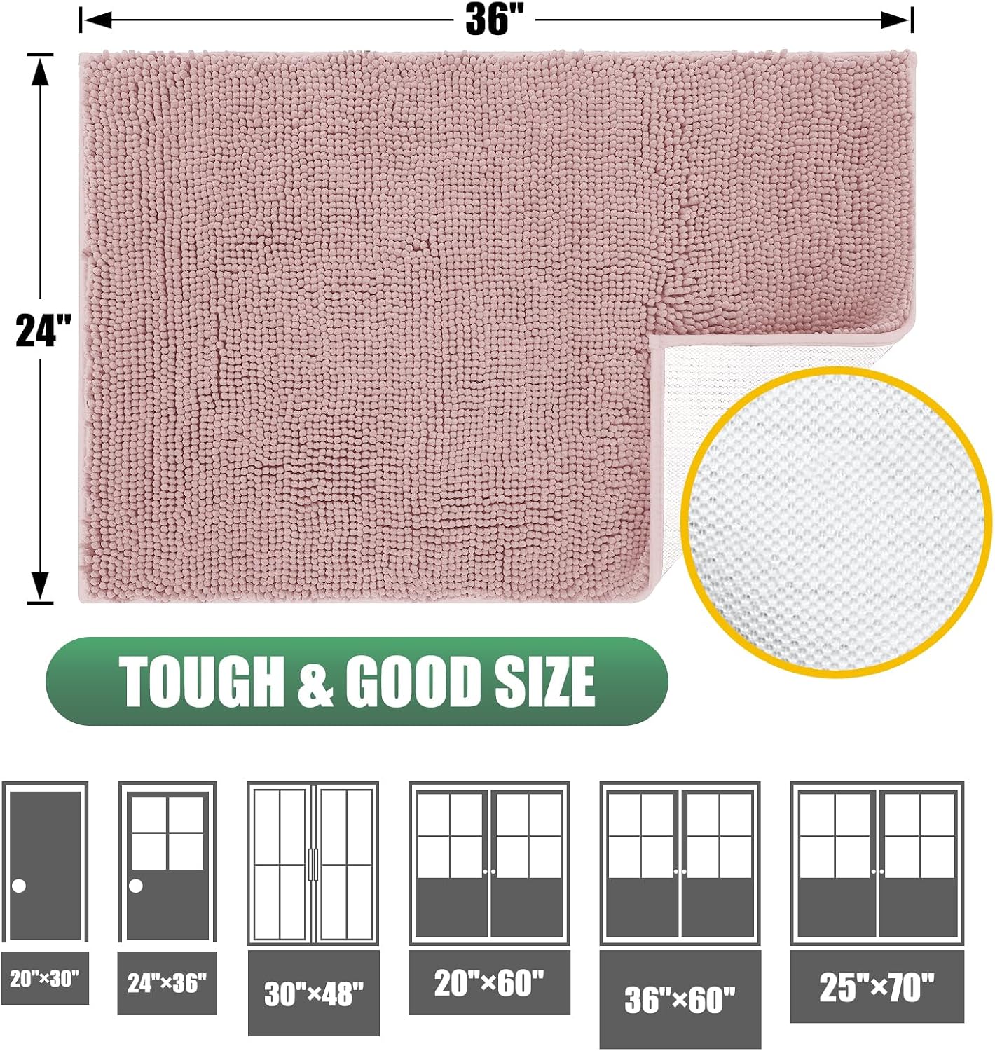 Felpudo antiderrap para puerta perro 30x20" color rosa