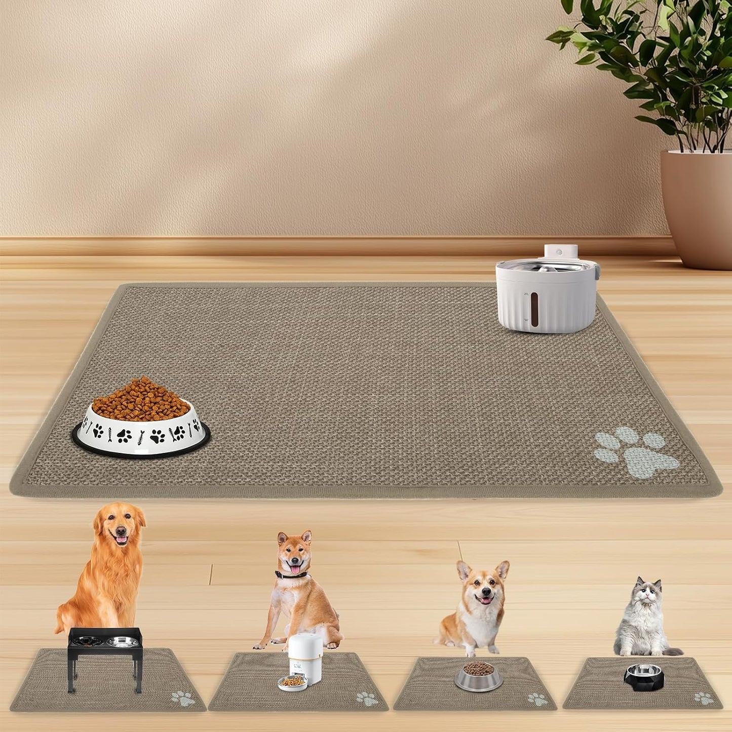 Tapete absorbente antiderrap para mascotas caqui