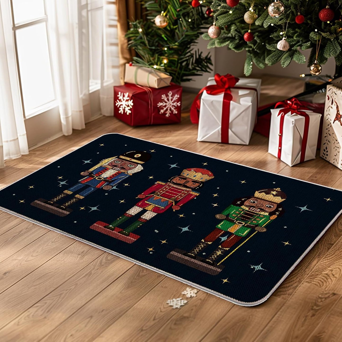 Tapete Navidad cascanueces azul oscuro 17x27pulg