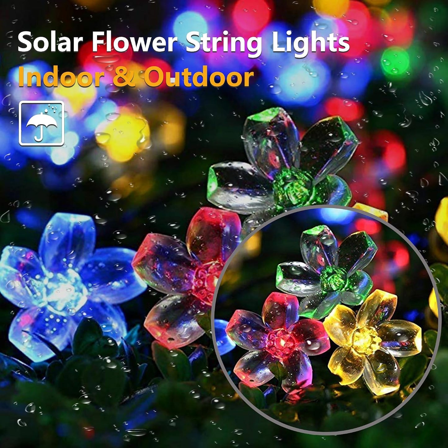 Luces cadena solares 100 LED para jardín patio