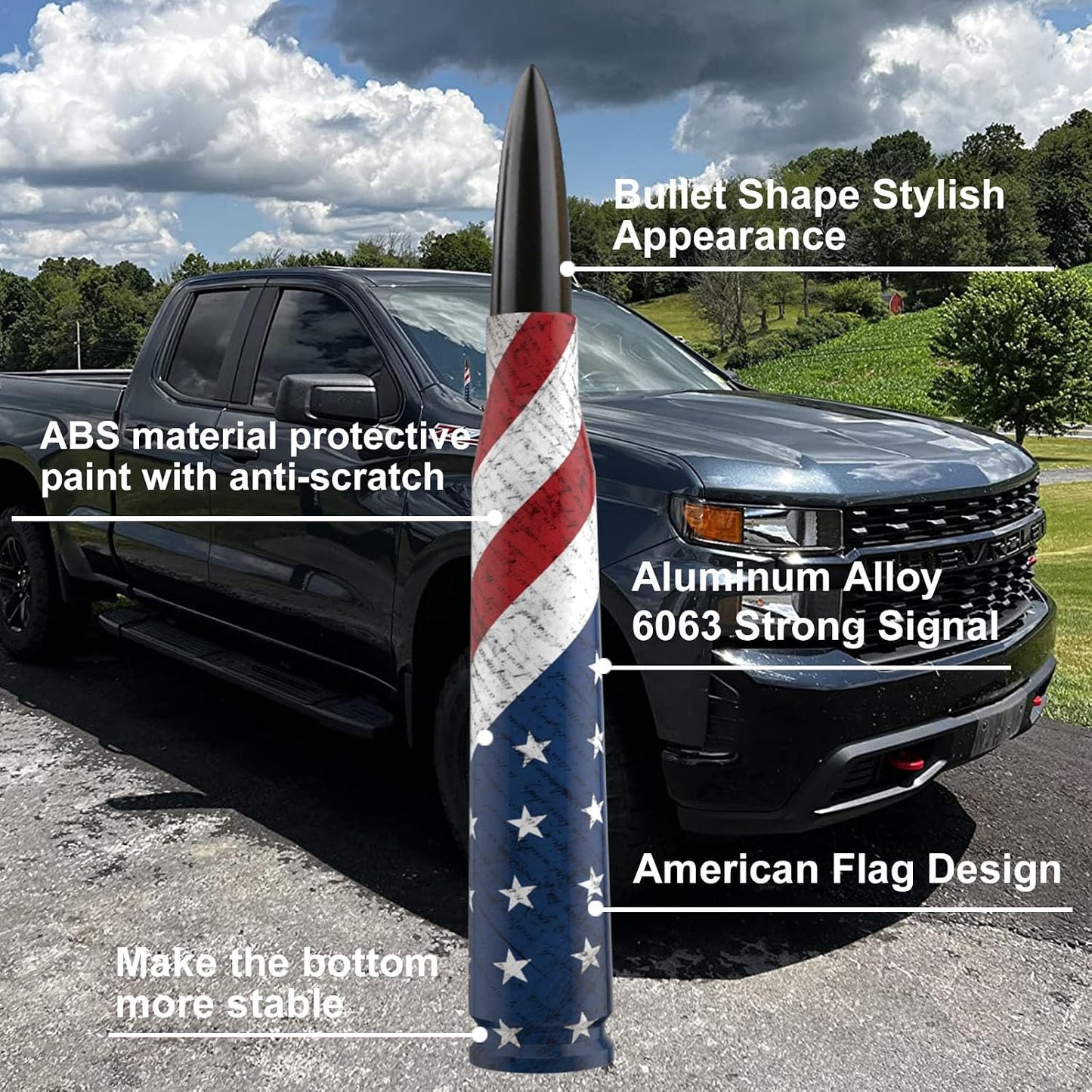 Mástil antena tipo bala para camión GMC Sierra Ford F150