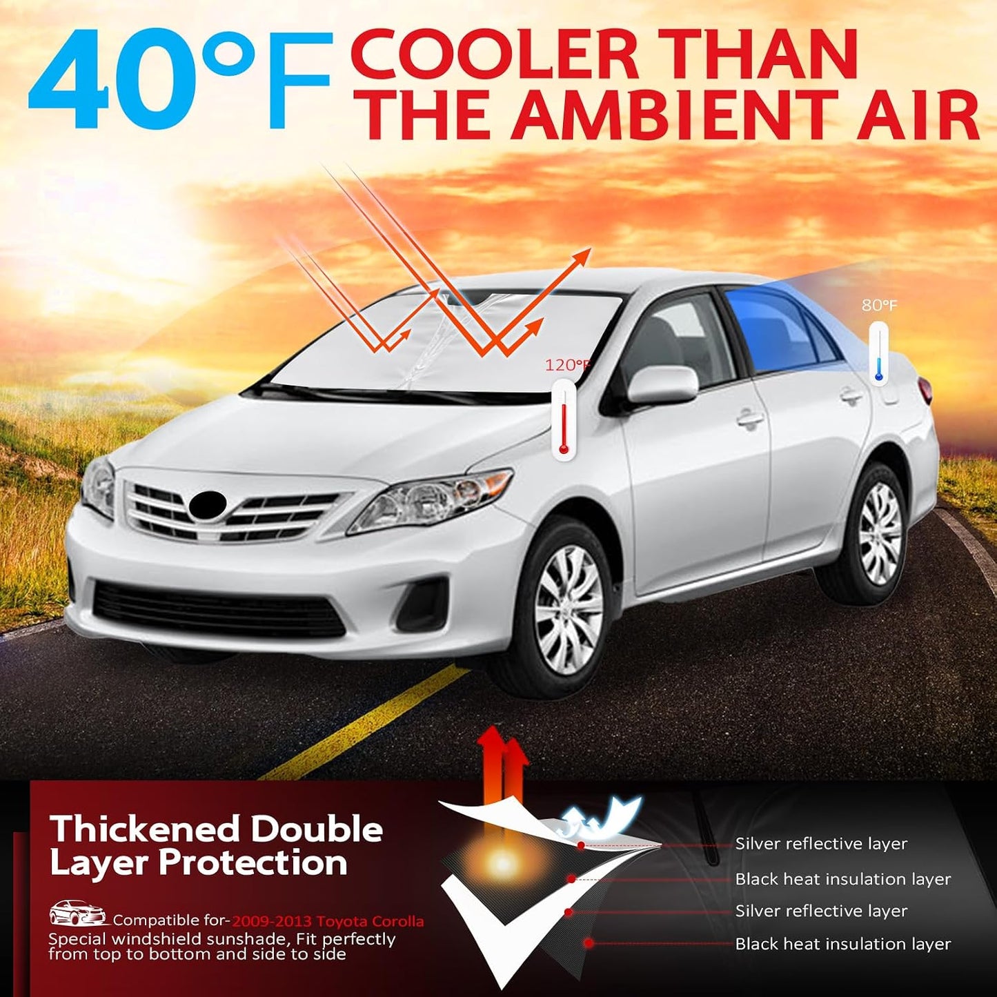 Parasol plegable para Toyota Corolla 09-13 ventanilla
