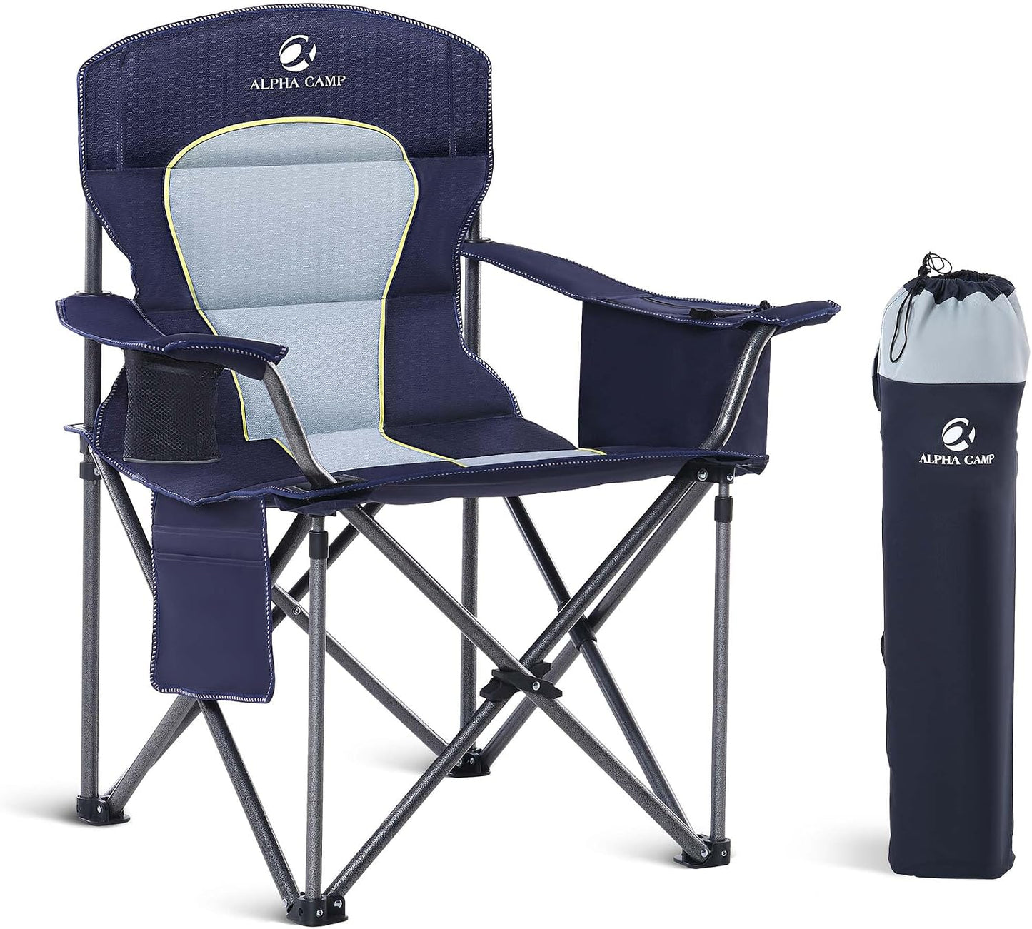 Silla camping plegable extragrande con portavasos