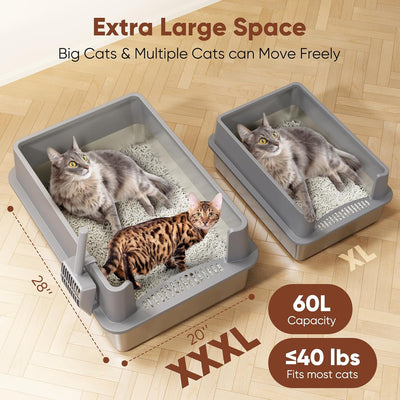 Caja arena acero inox 28x20x12 pulg para gatos grandes