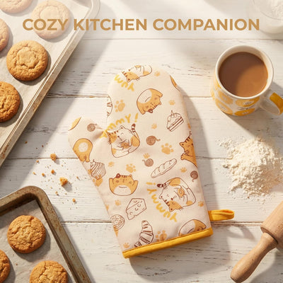 Juego de 2 guantes de cocina resistentes al calor con colgador