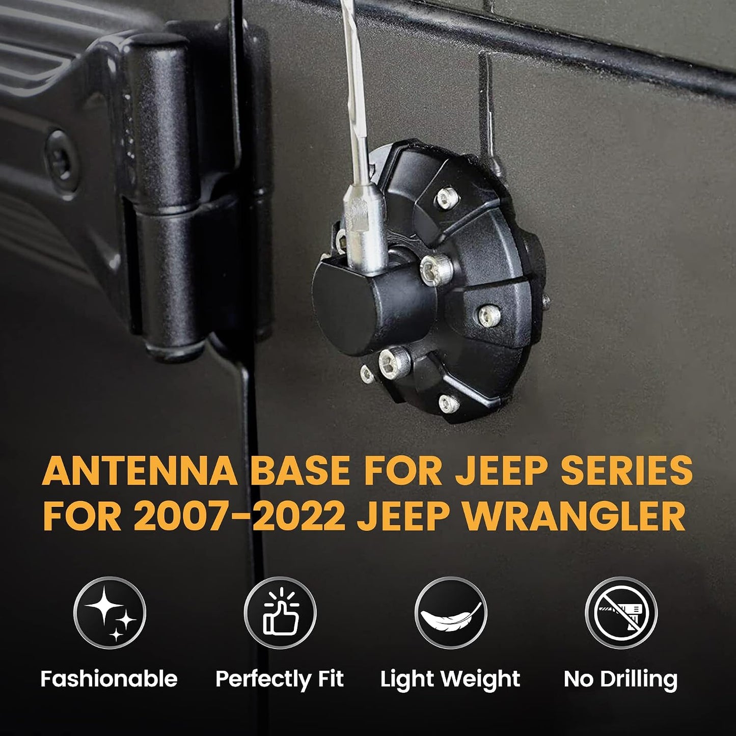 Cubierta base antena Jeep Wrangler 07-22 acero ABS