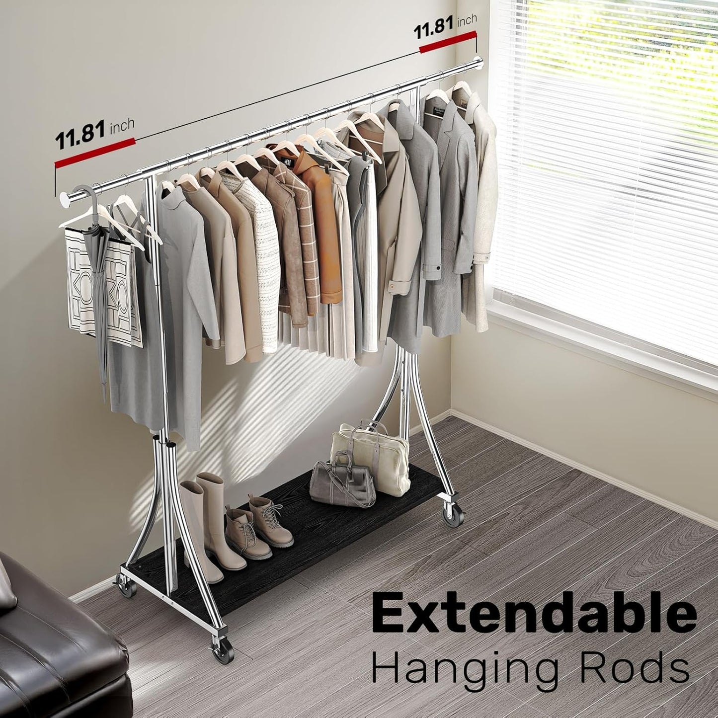 Perchero madera resistente dormitorio sala 500lb plateado