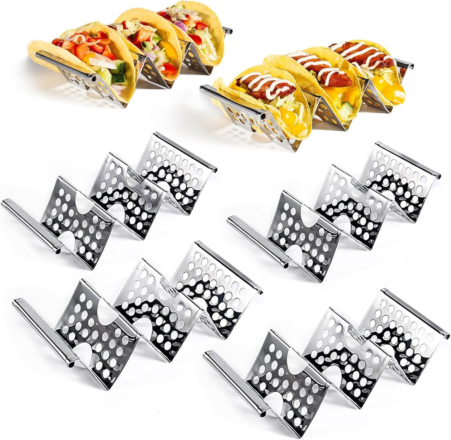Set 6 soportes taco acero inox para 3 tacos cada uno