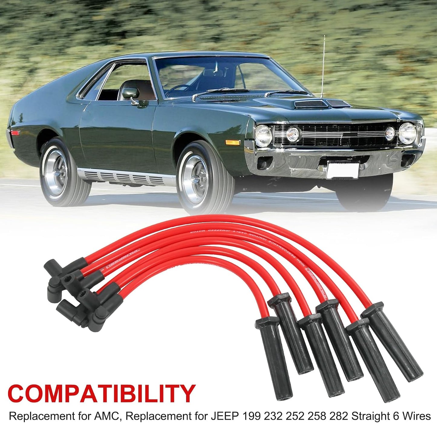Set 6 Pzas Cables Bujía 10.2mm Silicona para Jeep AMC