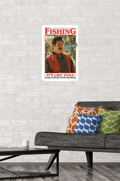 Póster pesca Ron Swanson 14.725x22.375pulg pack prémium