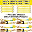 4 Correas Amarre Auto 2pulg Ganchos Resistentes 11000lbs