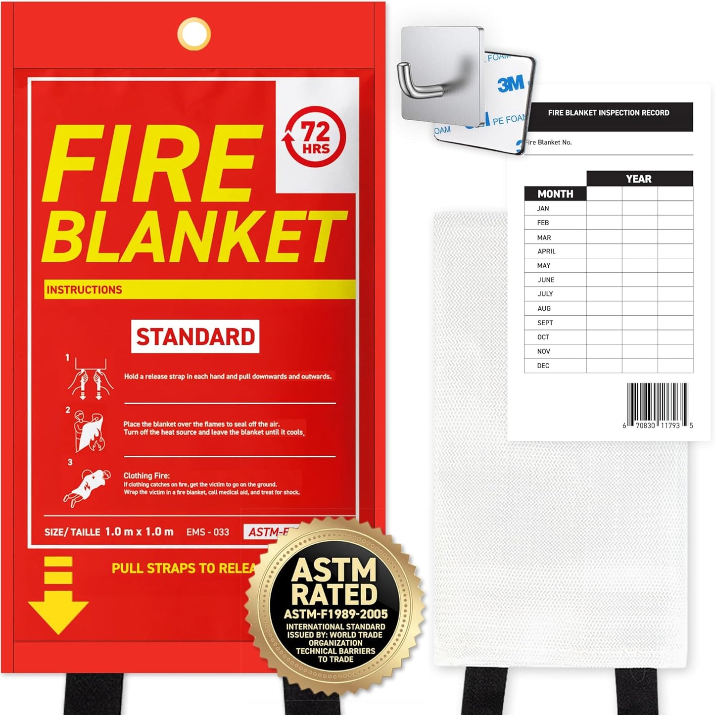 Manta incendios 40x40pulg seguridad hogar cocina campamento