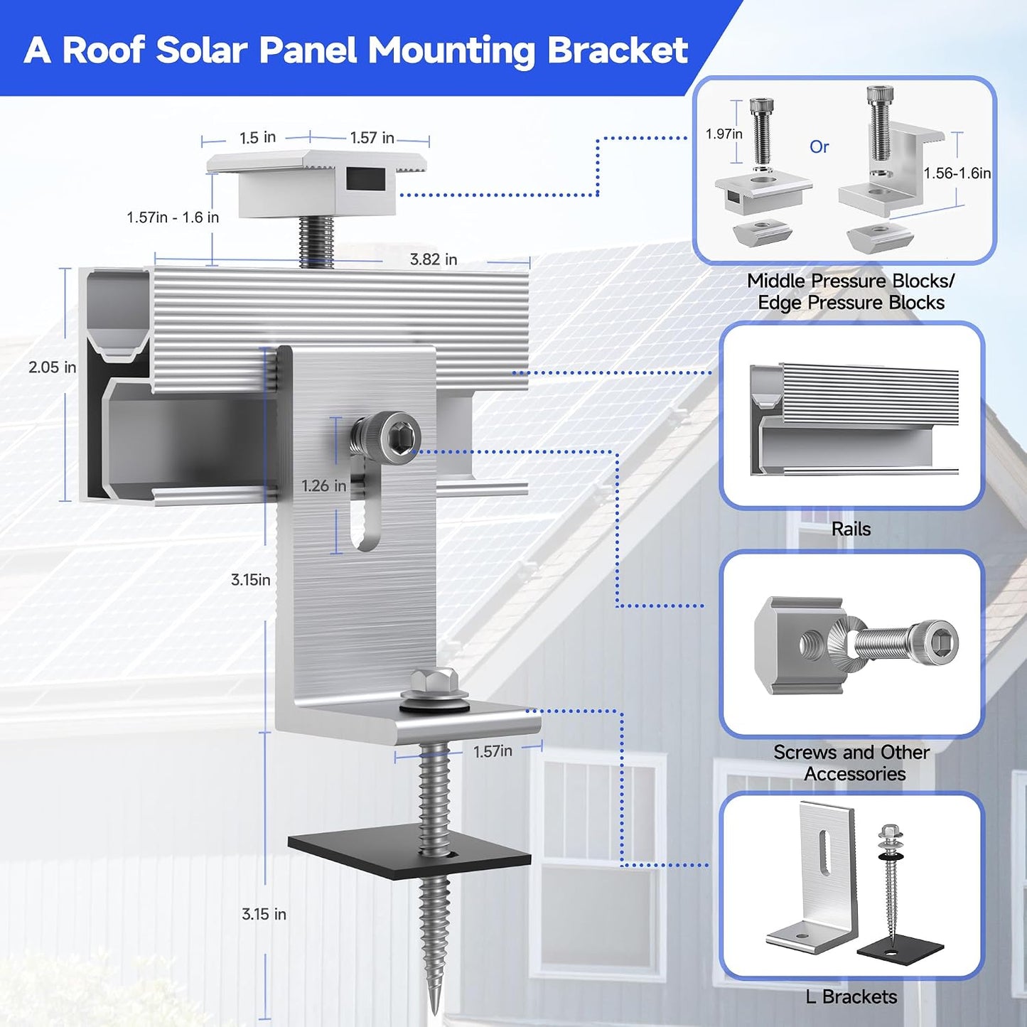 Kit 10 Soportes Aluminio para Paneles Solares 100-400W