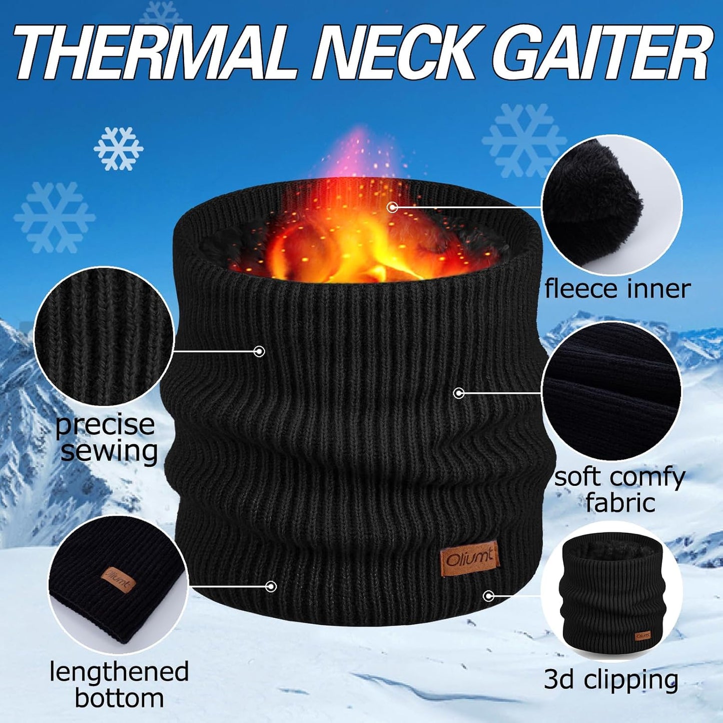 Calentador cuello polainas forro polar resistente viento