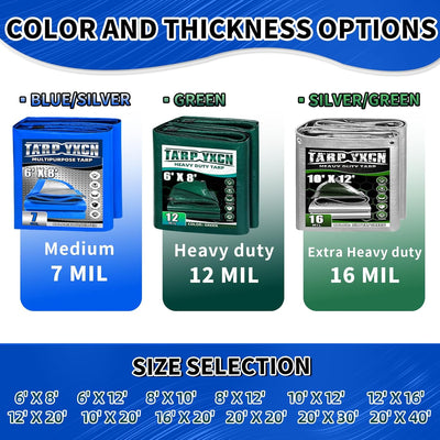 Lona 20x20ft impermeable polietileno UV resistente azul plateado