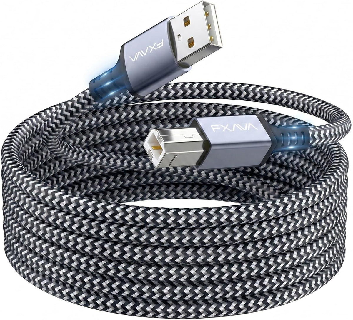 Cable USB impresora 30ft tipo A a B trenzado nailon