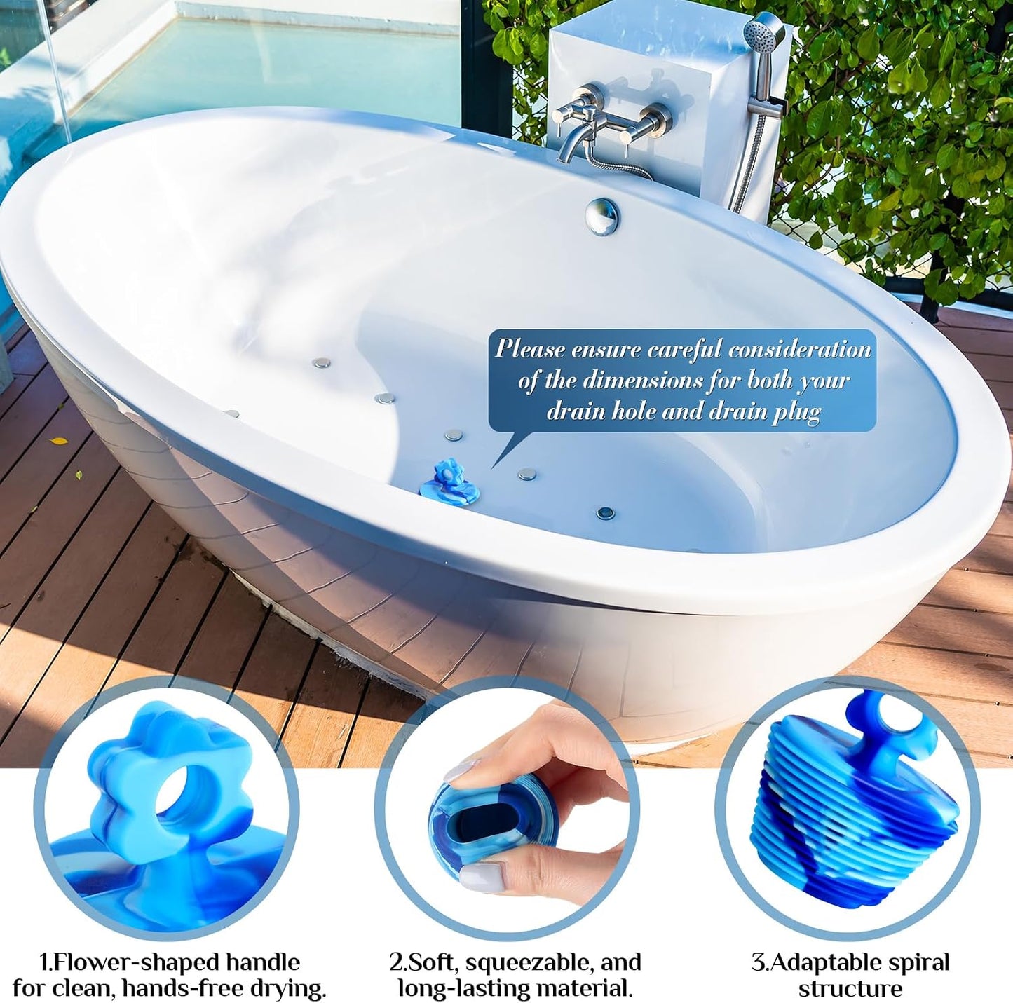 Tapón silicona flor bañera ducha desagüe azul camuflaje