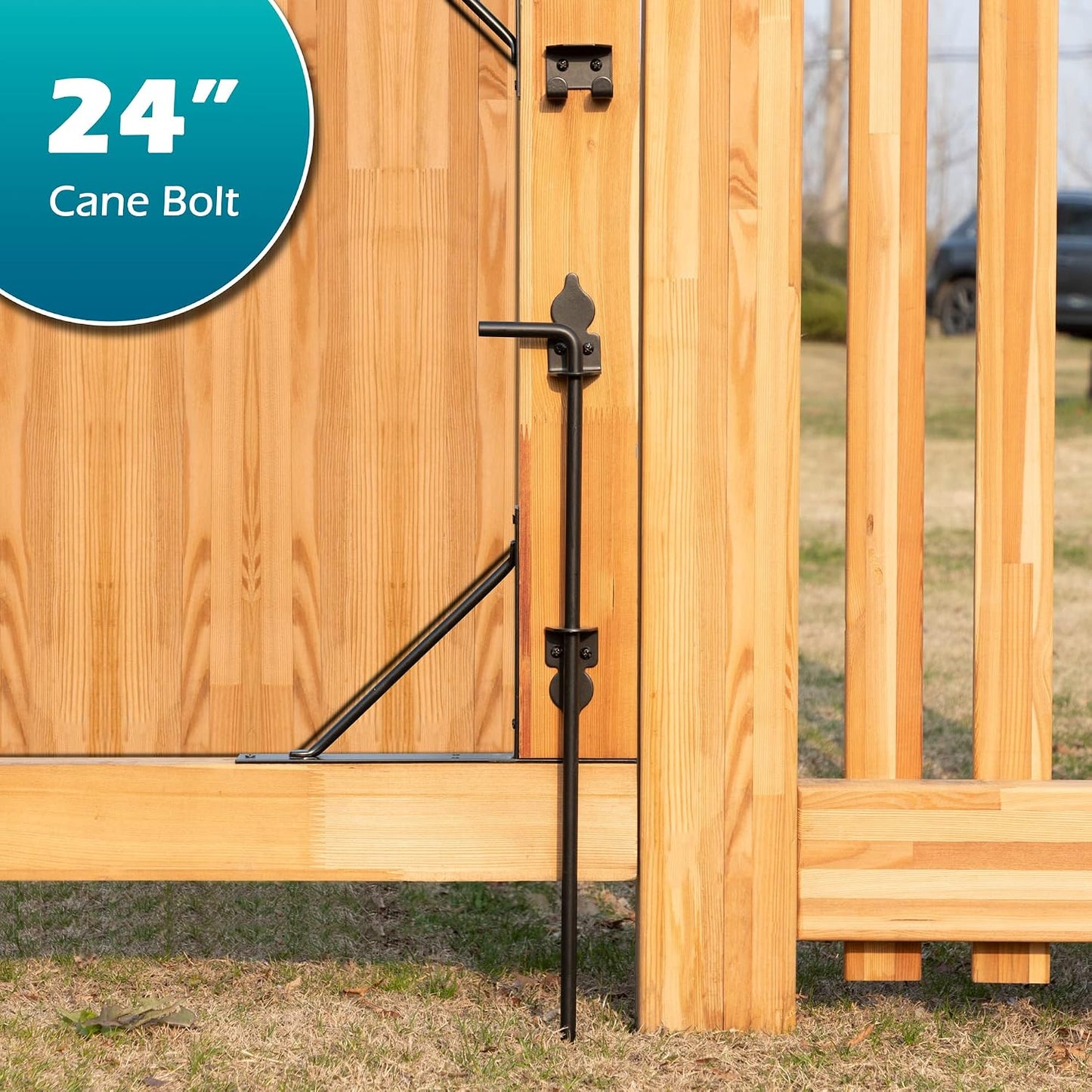 Perno bastón 24pulg cerrojo tierra puerta madera metal negro