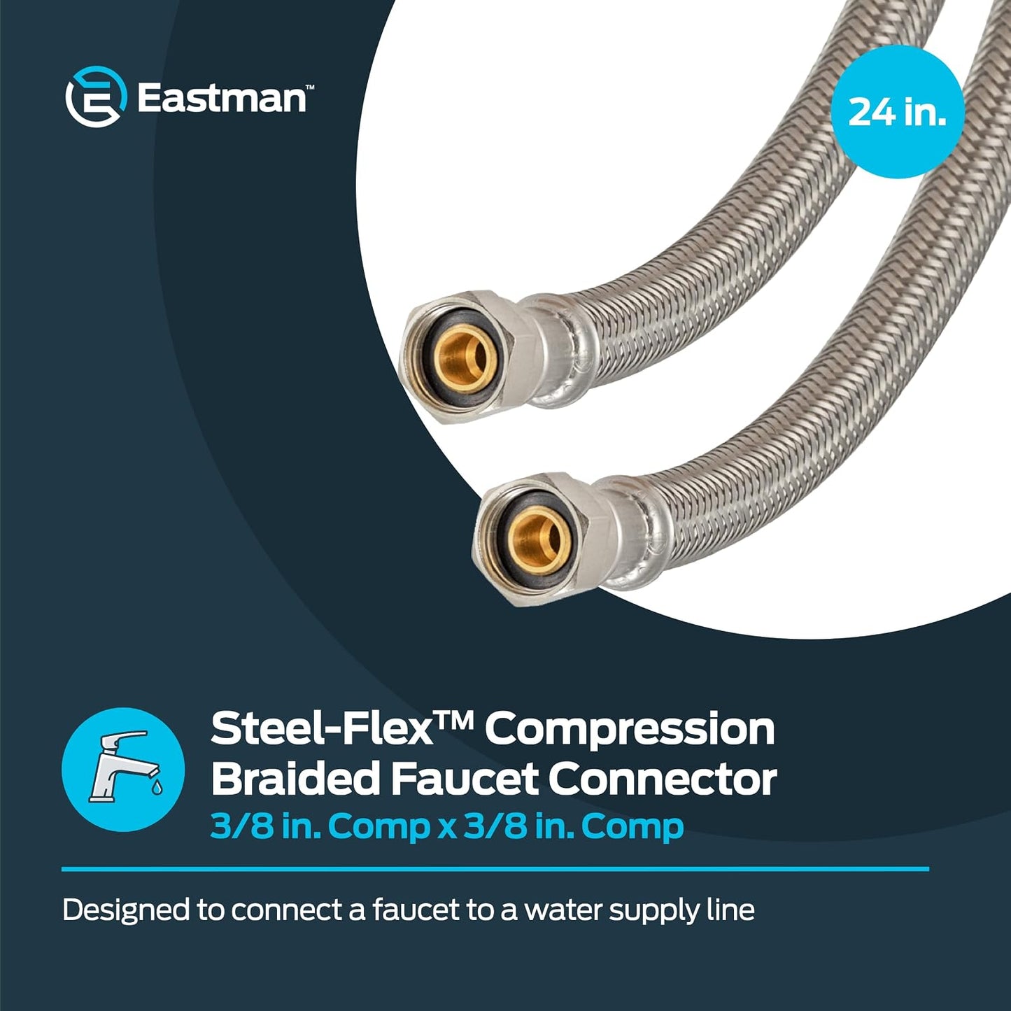Conector grifo flexible 24pulg comp 3/8x3/8 acero inox