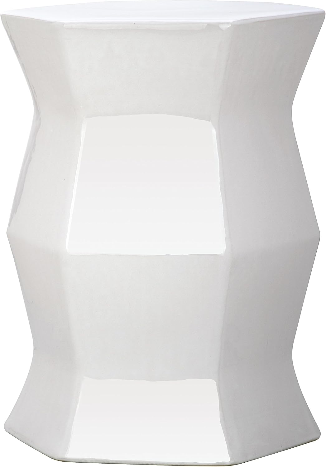 Taburete jardín cerámica hexagonal moderno blanco