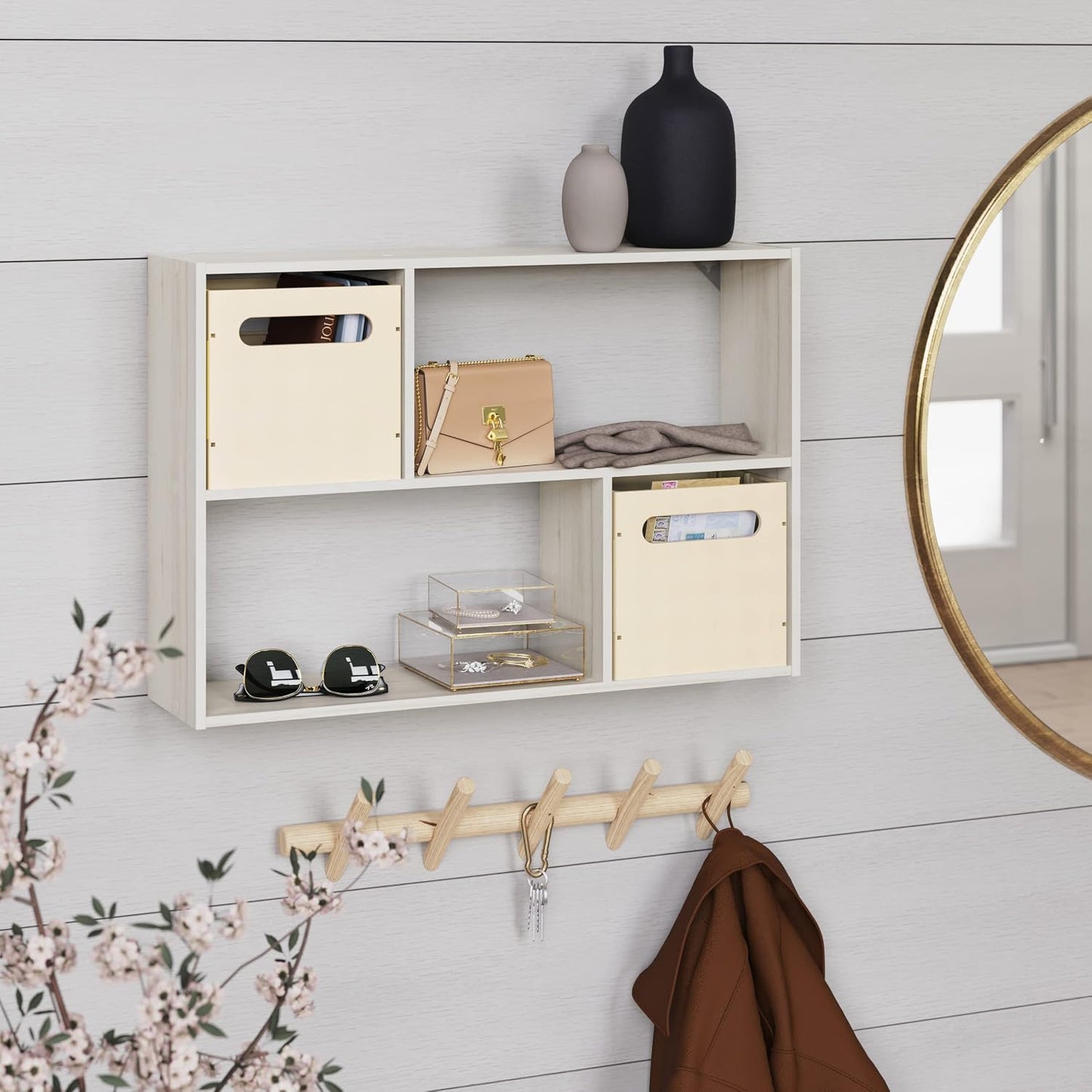 2 Pzas Contenedor Almacenamiento Plegable Lino Natural