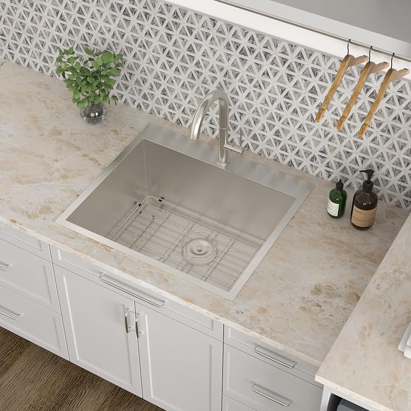 Fregadero lavandería 25x22" acero inox topmount