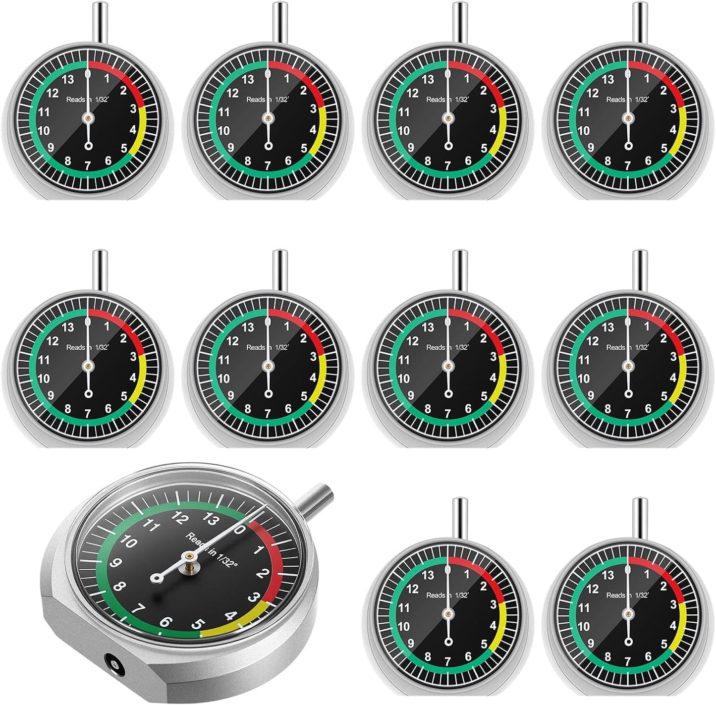 Medidor banda rodadura neumático 32avos tipo dial 10 Uds